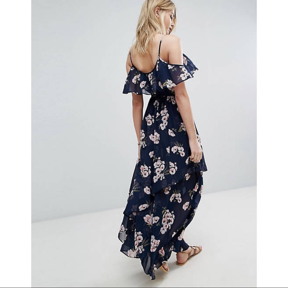 Abercrombie & Fitch Cold Shoulder Ruffle Maxi Dress